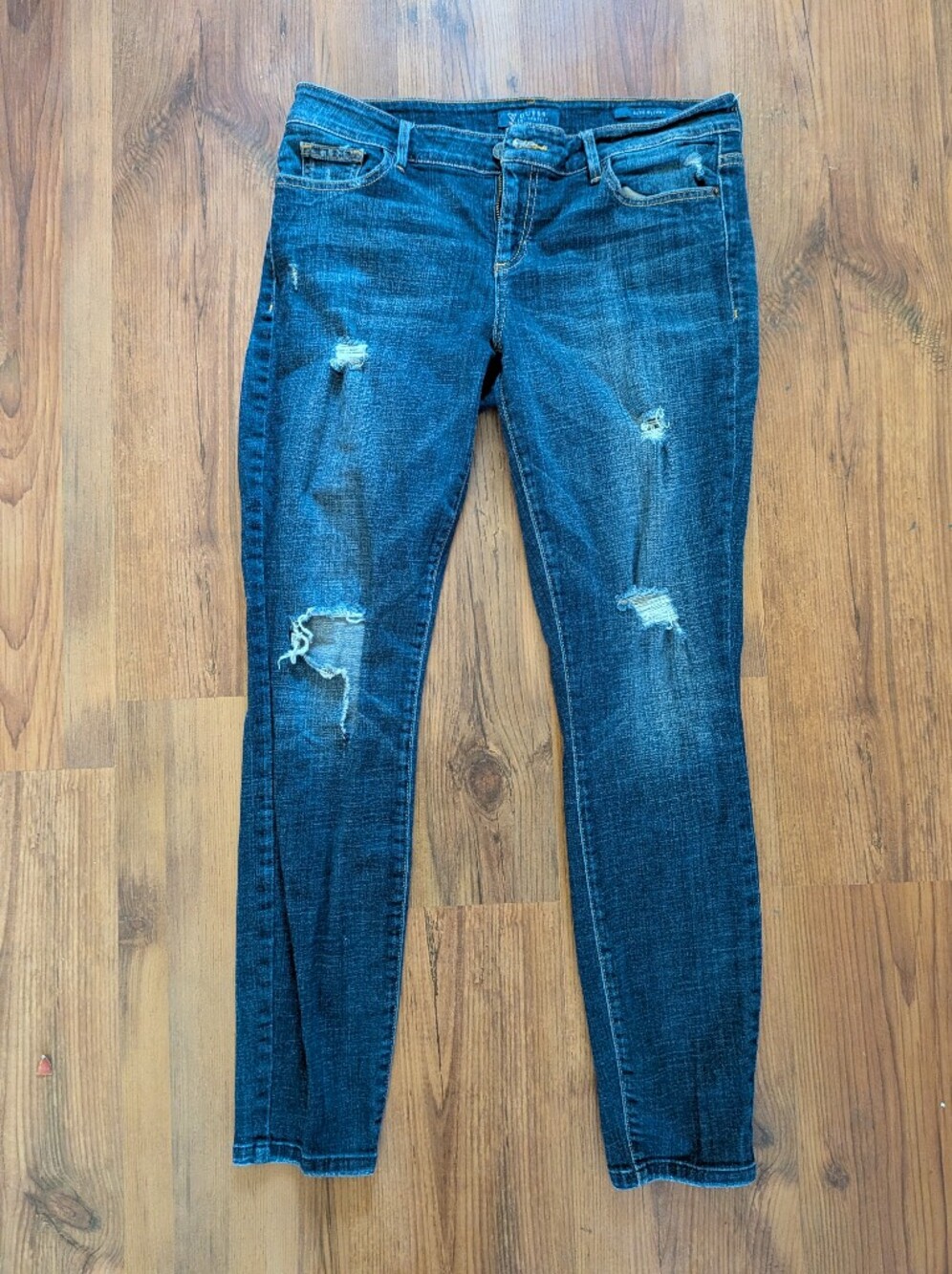 Guess Women's Kate Skinny Jeans in Dark Blue with Distressed Details